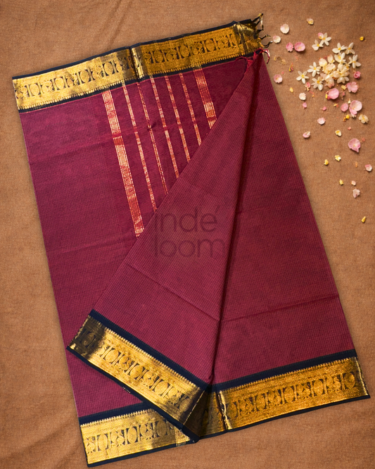 Chettinad Cottton Saree With  Maroon Red