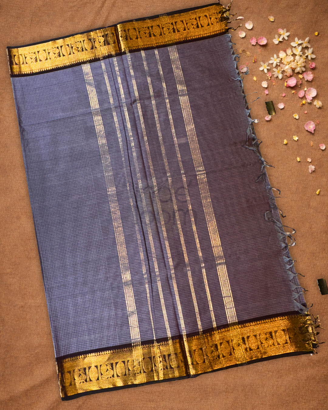 Chettinad Cottton Saree With Shadow Gray