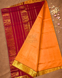 Pure Handloom Korvai Saree | Melon Orange
