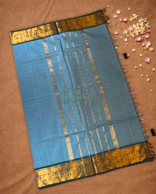 Chettinad Cotton Saree  |  pigeon blue