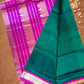 Handloom Korvai Silk Cotton Saree  |  Deep Teal