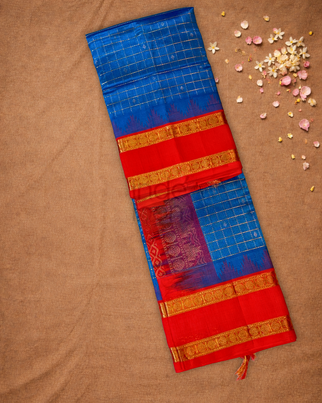 Handloom Korvai Silk Cotton Saree  |  Royal Blue