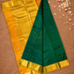 Handloom Korvai Silk Cotton Saree  |  Bottle Green