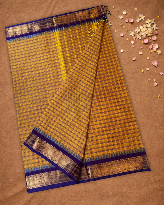 Chettinad cotton Saree  |  dijon yellow