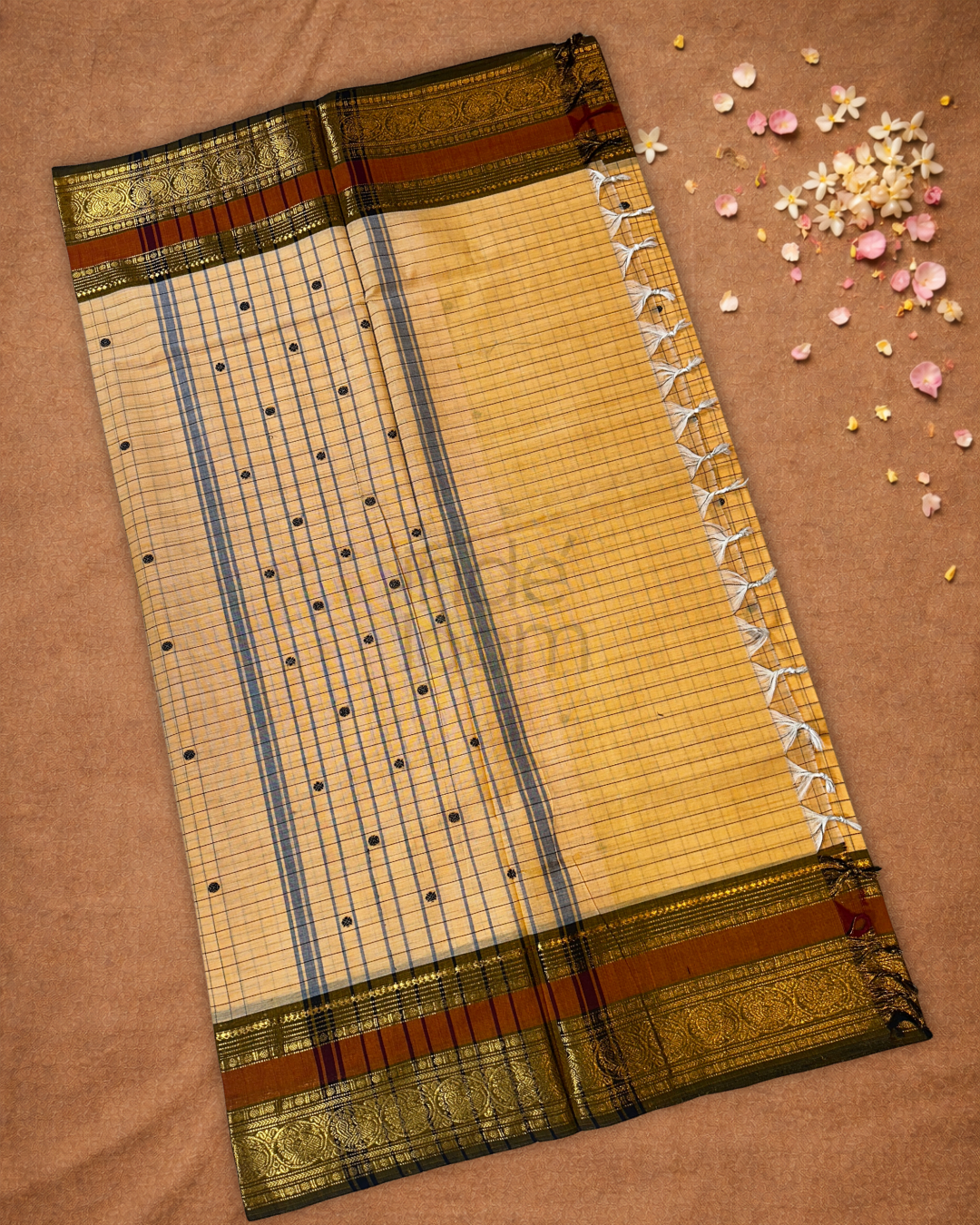 Chettinad Cottton Saree With Pale Yellow