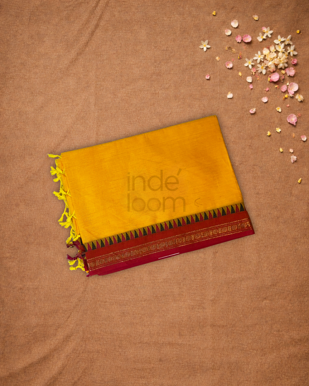 Chettinad Cottton Saree With Amber Orange