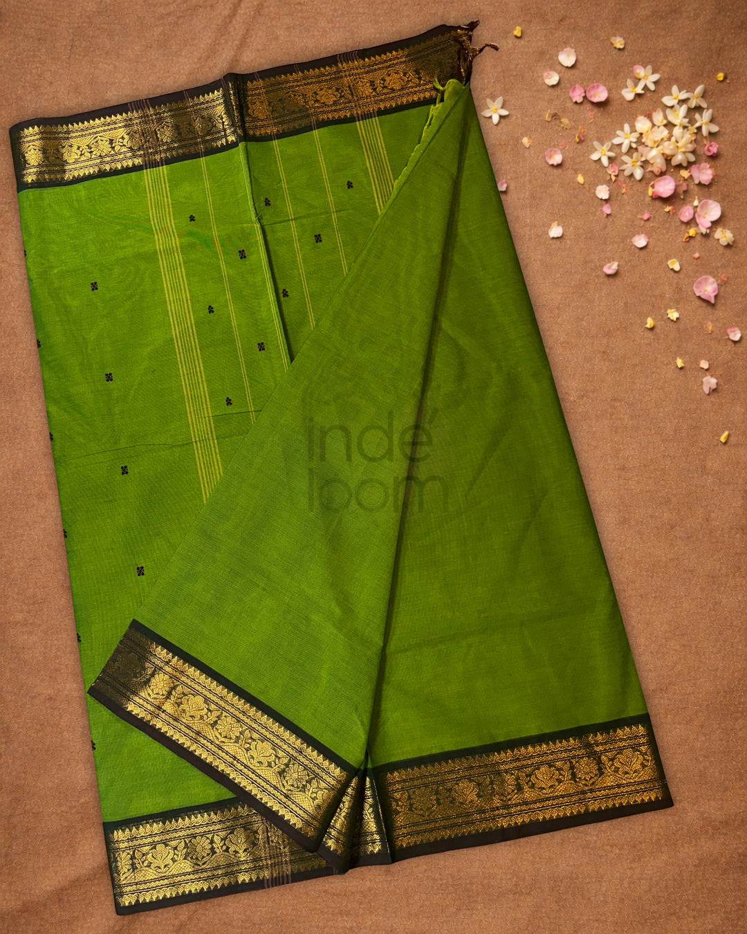 Chettinad Cottton Saree With Lawn Green