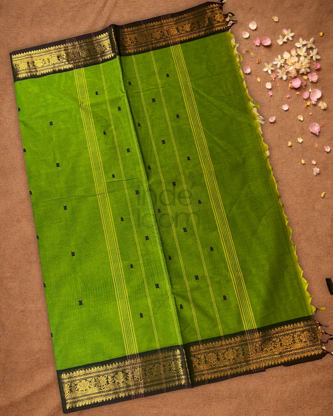 Chettinad Cottton Saree With Lawn Green
