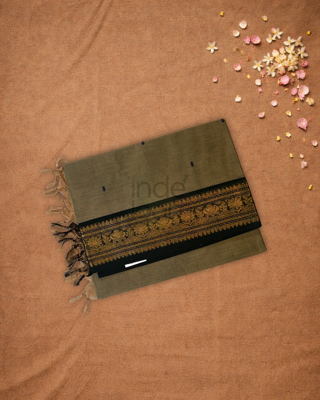 Chettinad Cottton Saree With Medium Brown