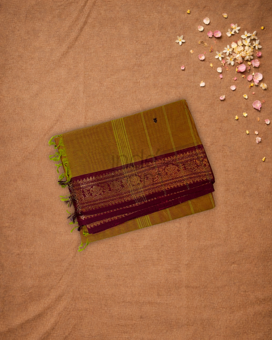 Chettinad  cotton Saree  |  peanut brown