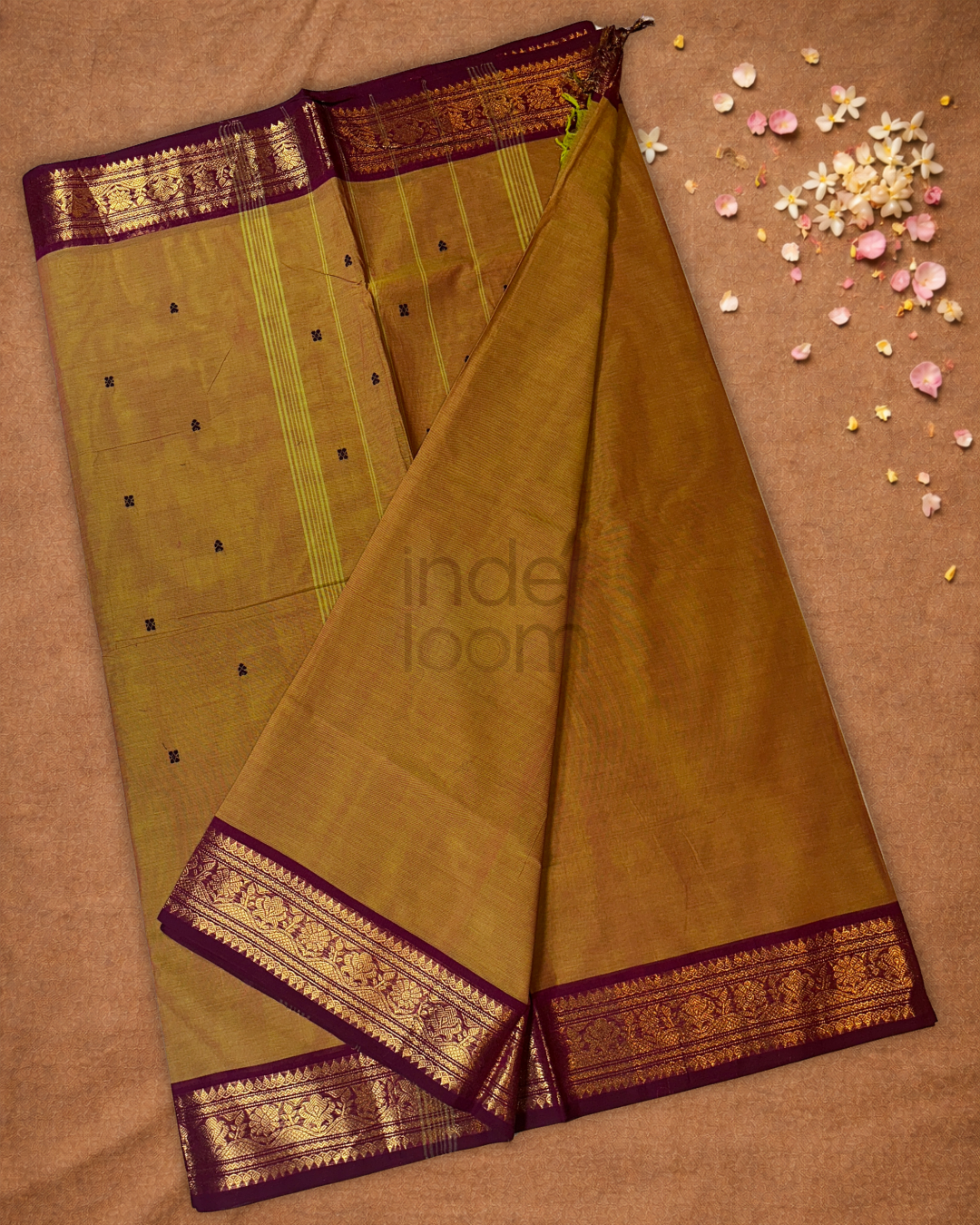 Chettinad Cottton Saree With Peanut Brown