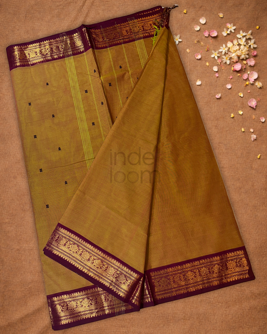 Chettinad  cotton Saree  |  peanut brown