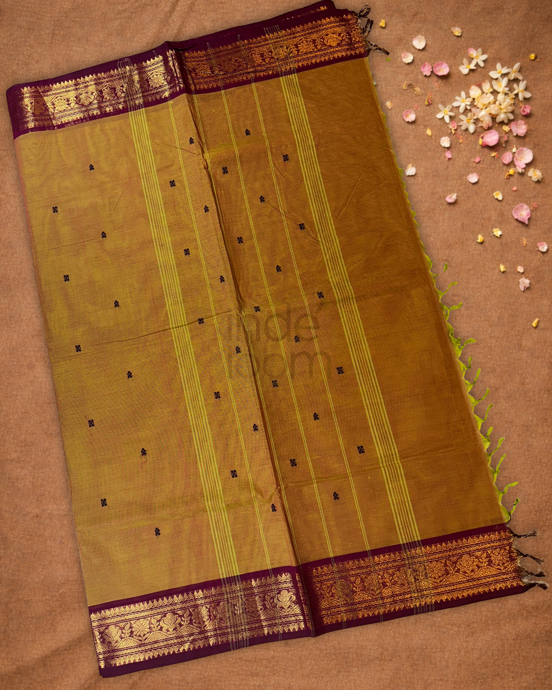 Chettinad Cottton Saree With Peanut Brown