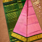 Handloom Korvai Silk Cotton Saree  |  Watermelon Pink
