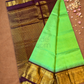 Handloom Korvai Silk Cotton Saree  |  Lime Green