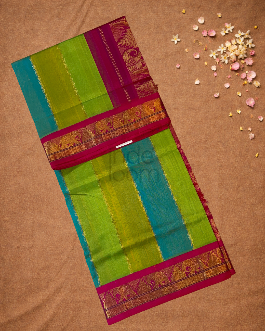 Handloom Korvai Silk Cotton Saree  |  Rose Pink