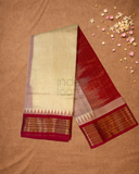 Handloom Korvai Silk Cotton Saree  |  Warm Ivory
