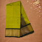 Handloom Korvai Silk Cotton Saree  |  Lime Green