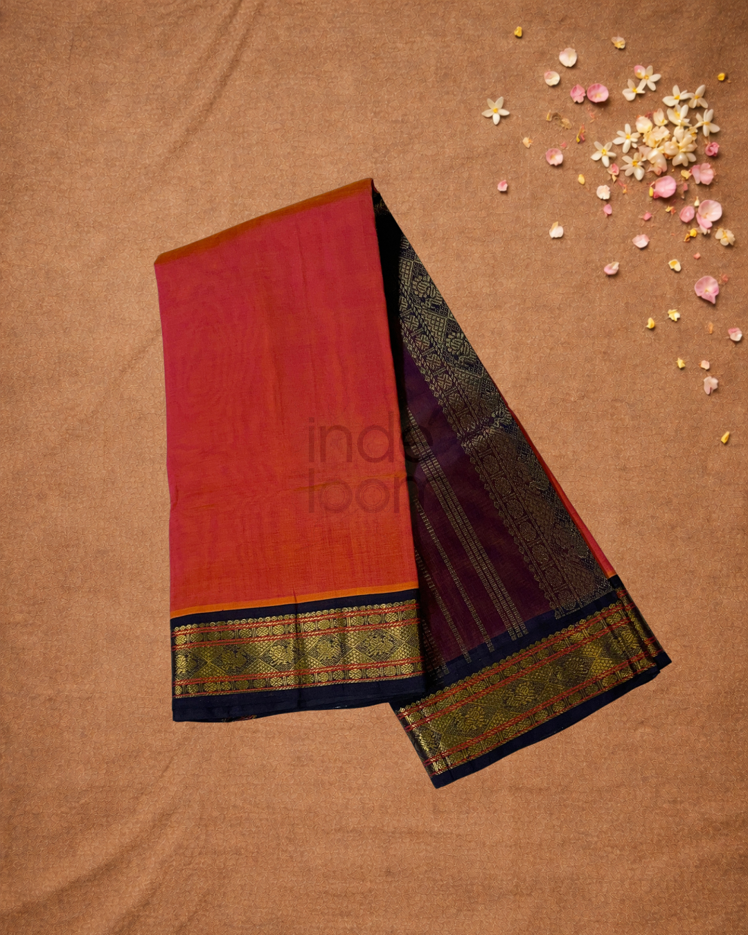 Handloom Korvai Silk Cotton Saree  |  Classic Red