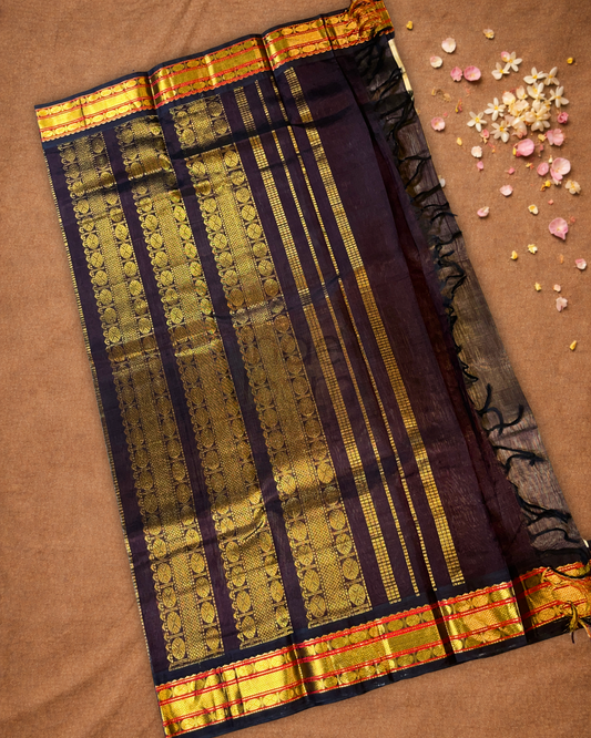 Handloom Korvai Silk Cotton Saree  |  Pistachio Green