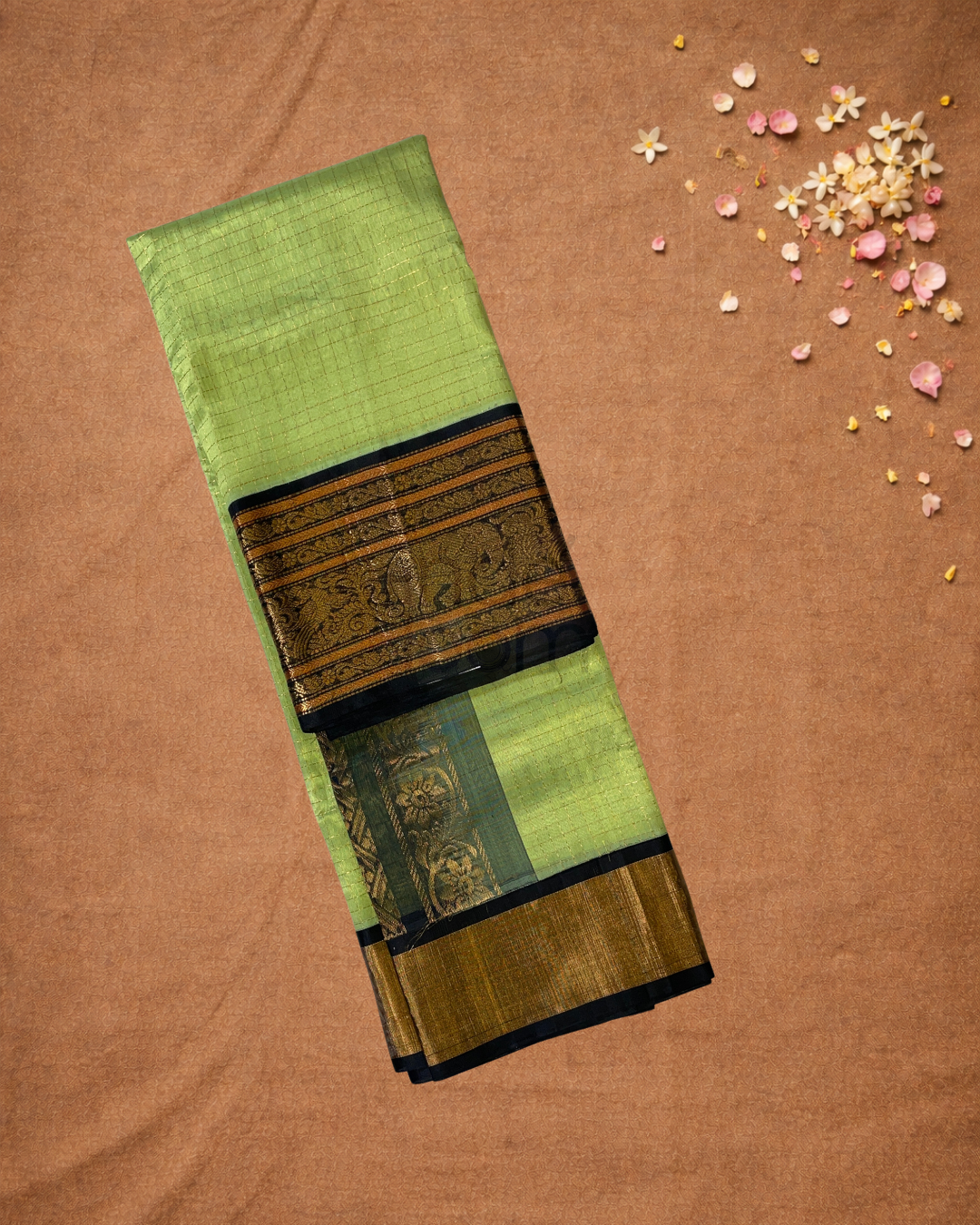 Handloom Korvai Silk Cotton Saree  |  Seafoam Teal