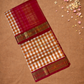 Handloom Korvai Silk Cotton Saree  |  Brick Red