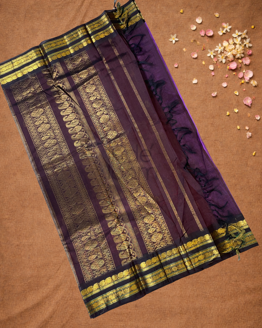 Pure Handloom Korvai Saree | Lavender Purple