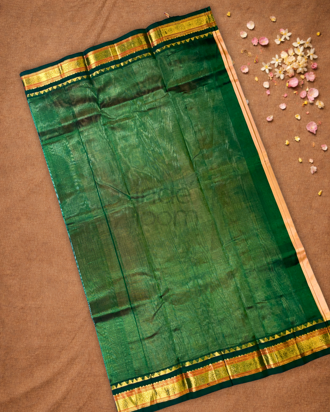 Handloom Korvai Silk Cotton Saree  |  Almond Beige