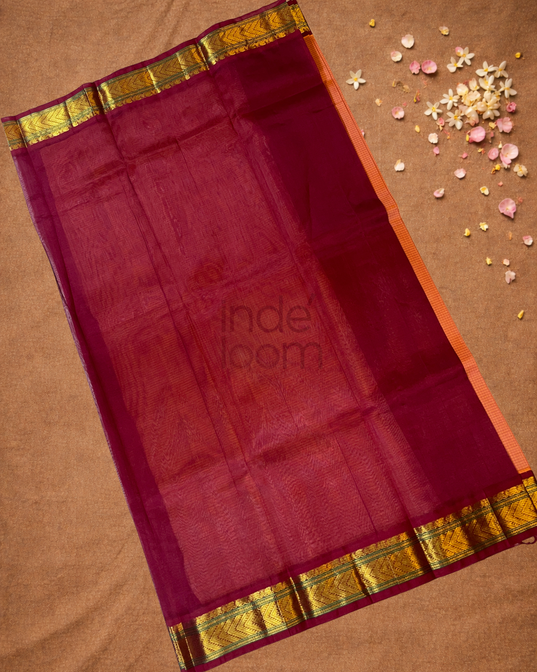 Handloom Handloom Silk Cotton Saree  |  Fire Orange