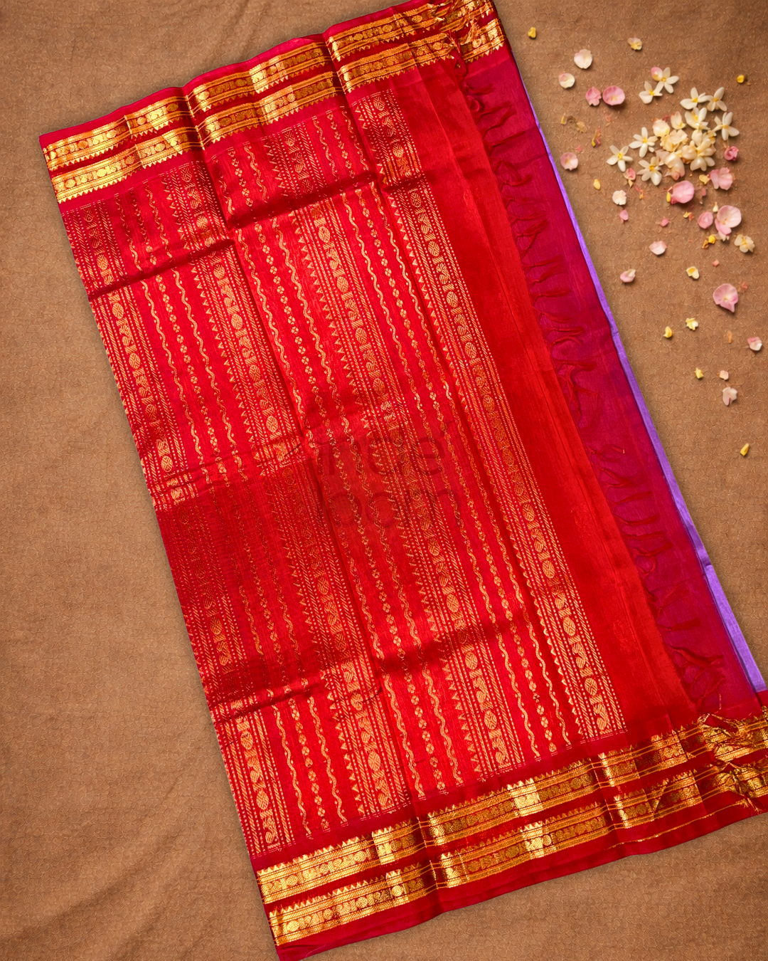 Handloom Korvai Silk Cotton Saree  |  Violet Purple