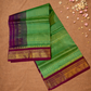 Handloom Korvai Silk Cotton Saree  |  Lime Green