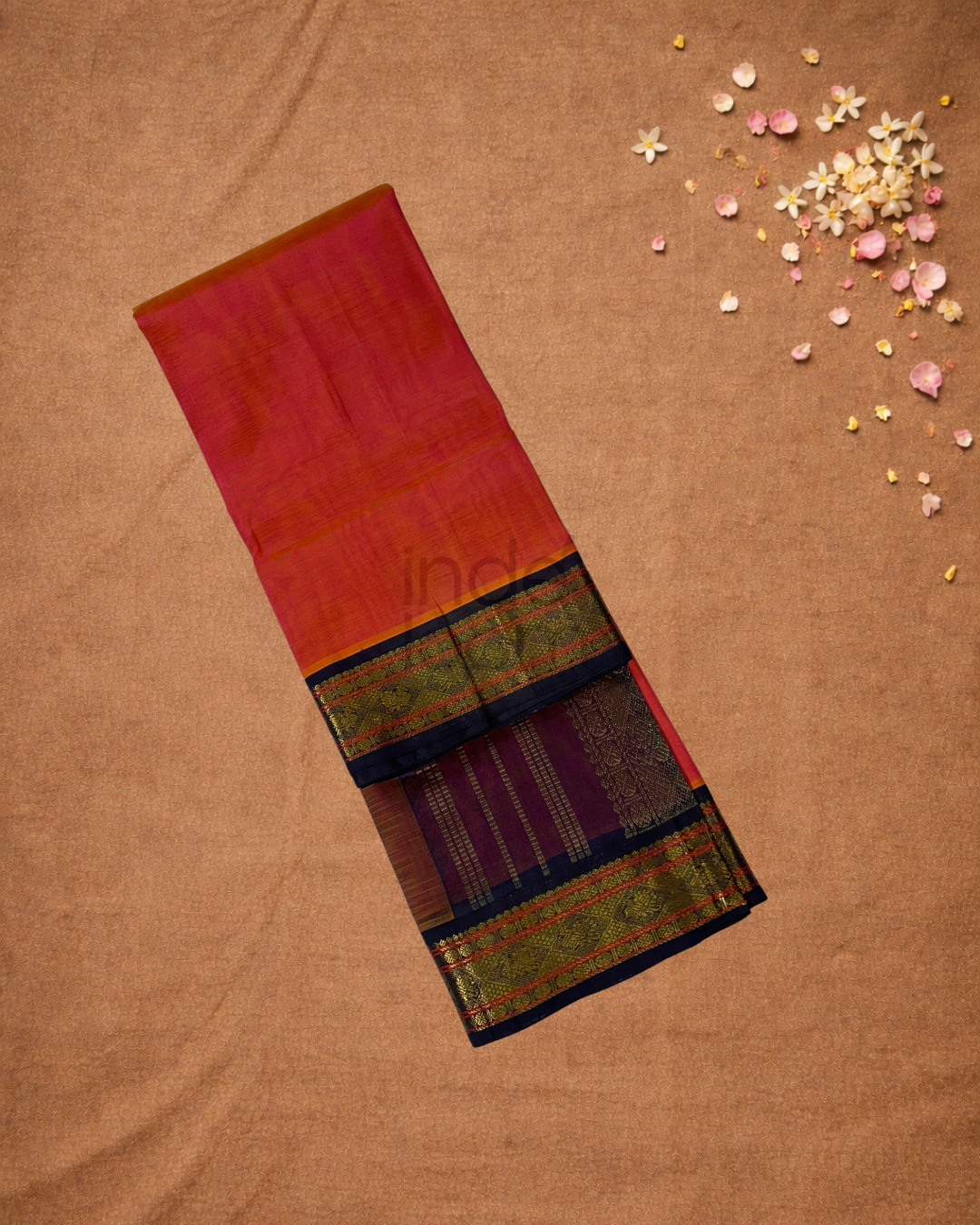 Handloom Korvai Silk Cotton Saree  |  Classic Red