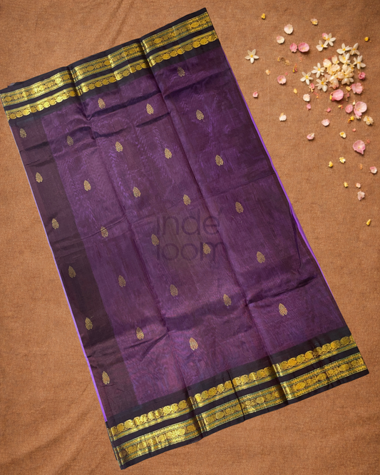 Handloom Korvai Silk Cotton Saree  |  Amethyst Purple