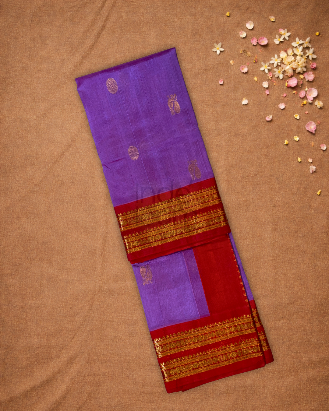 Handloom Korvai Silk Cotton Saree  |  Violet Purple
