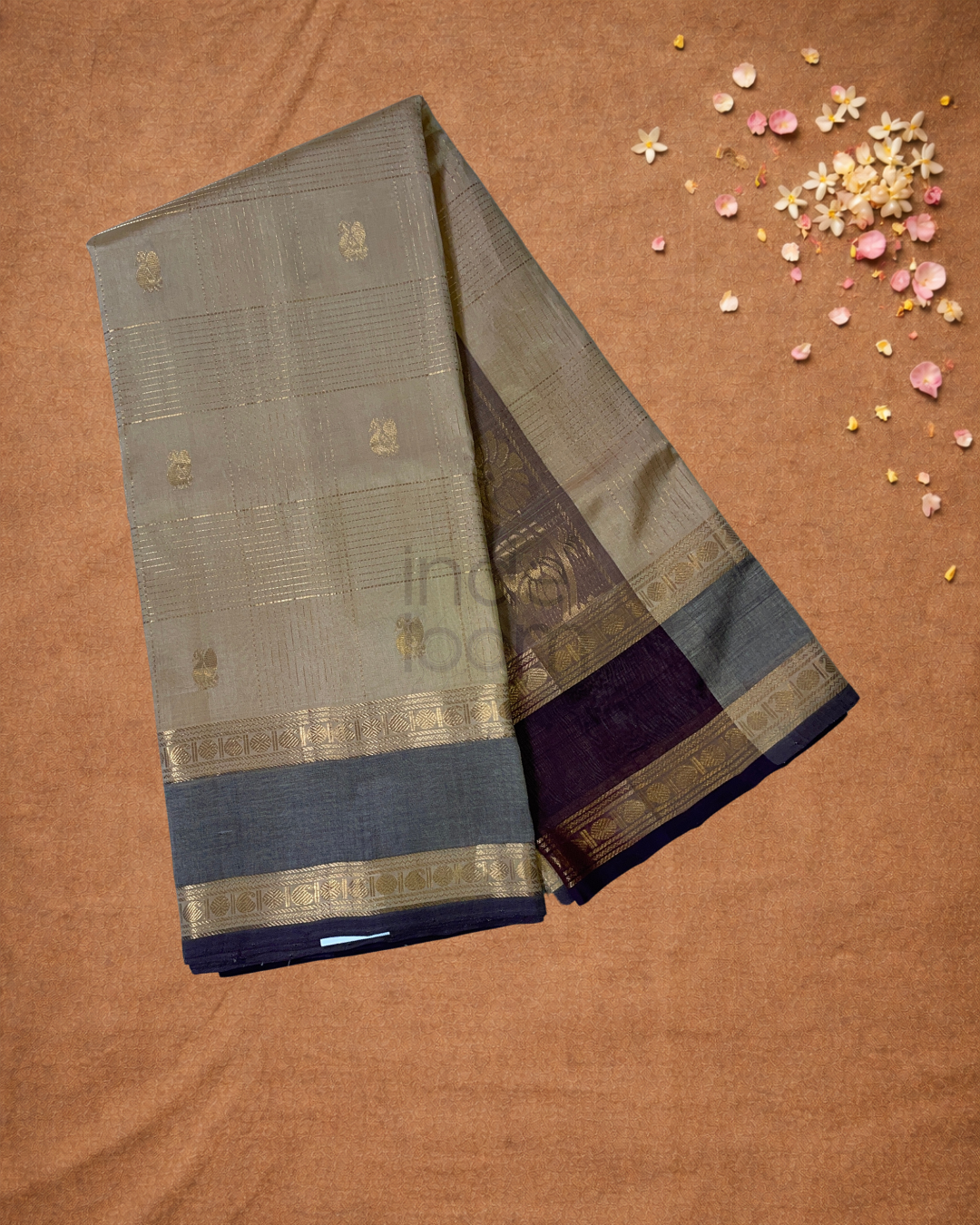 Handloom Korvai Silk Cotton Saree  |  Cream Beige
