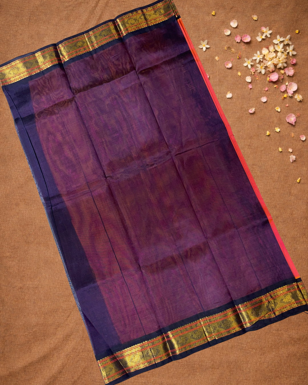 Handloom Korvai Silk Cotton Saree  |  Classic Red