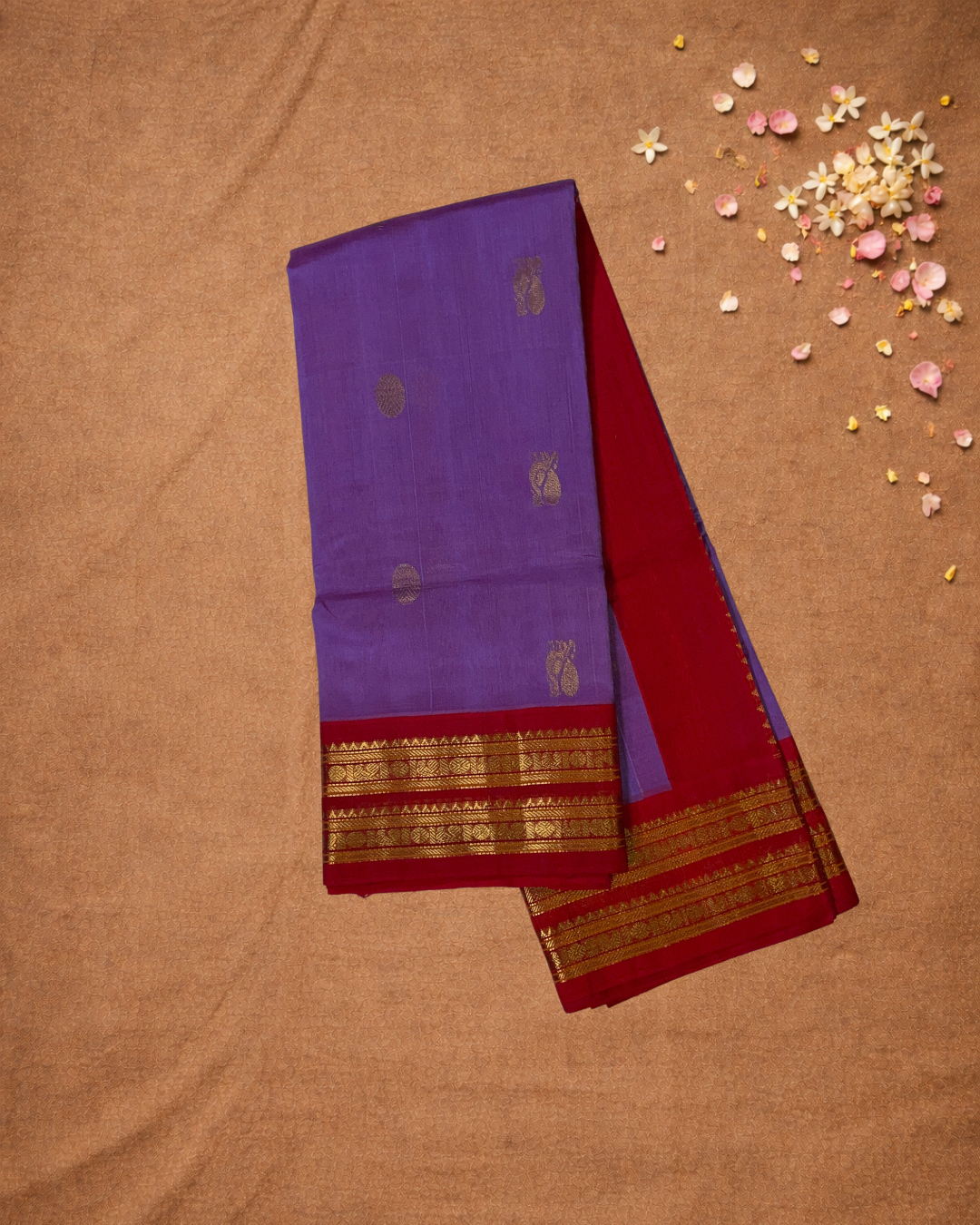 Handloom Korvai Silk Cotton Saree  |  Violet Purple