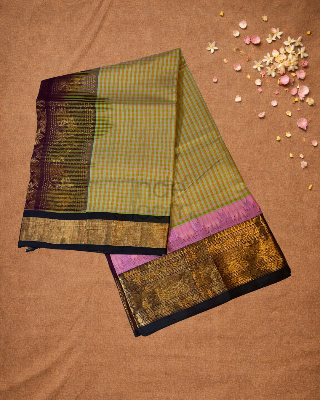 Handloom Korvai Silk Cotton Saree  |  Honey Yellow