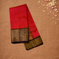 Handloom Korvai Silk Cotton Saree  |  Coral Red