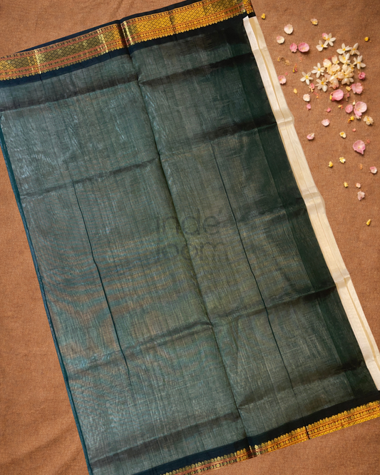 Handloom Korvai Silk Cotton Saree  |  Cream Beige