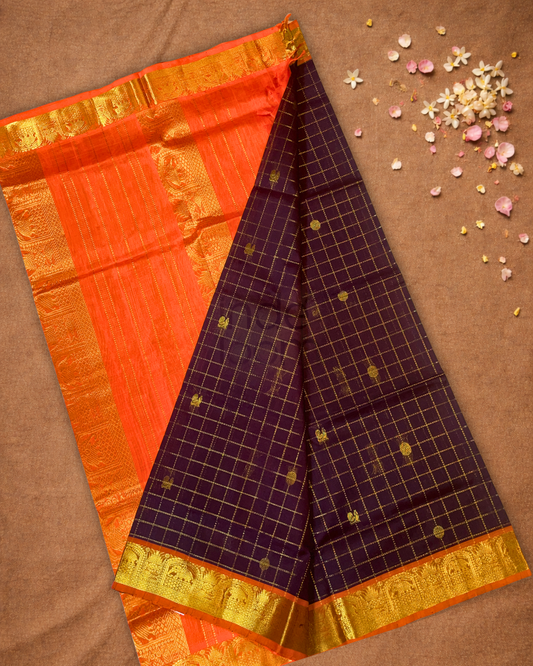 Handloom Korvai Silk Cotton Saree  |  Berry Pink