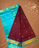 Handloom Korvai Silk Cotton Saree  |  Maroon Red