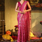 Matka Silk Jamdani  Saree With Deep Pink - 003