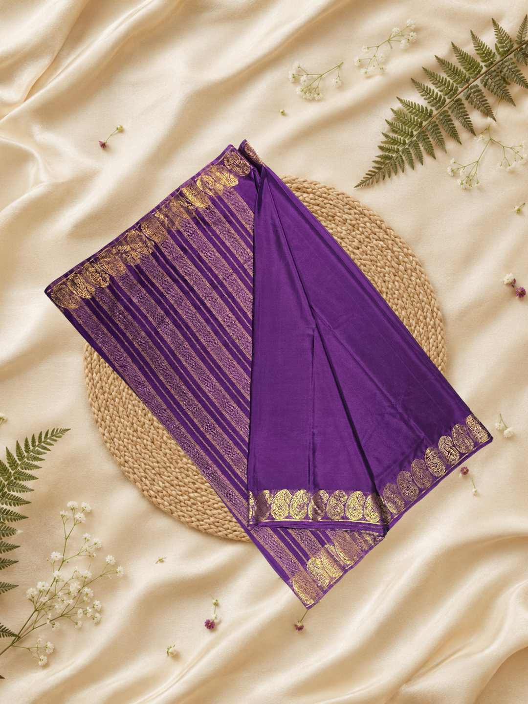 Mysore Silk Saree With Grape Purple