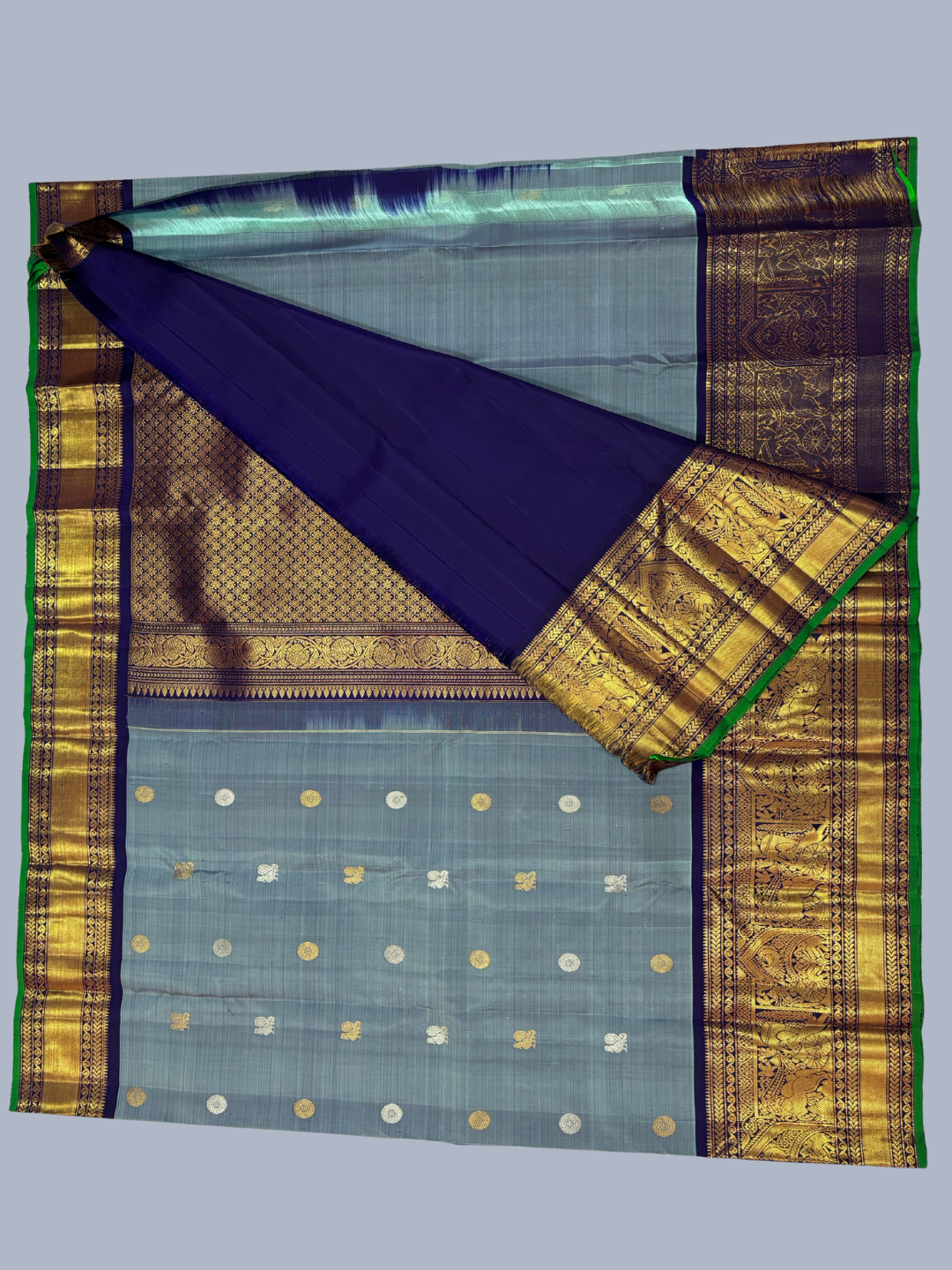 Pure Handwoven Gadwal Silk Saree With Silver - 026