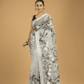 Kota Doria Handpainted Saree With Space Black - 002 - indeloom