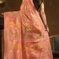 Floral woven design Silk blend Jacquard Saree | Peach Pink