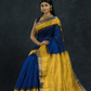 Pure Handloom Korvai Saree | Regal Blue and bright Yellow