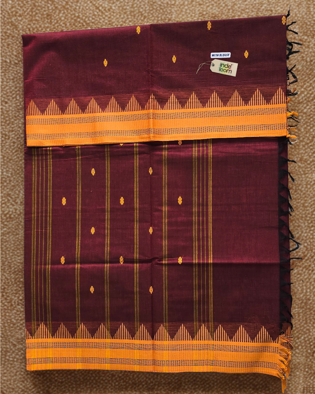 Kanchi Cotton|Maroon & Yellow