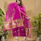 Hot Pink Jamdani 2-Piece Set Kurti & Dupatta (UNSTITCHED) -694